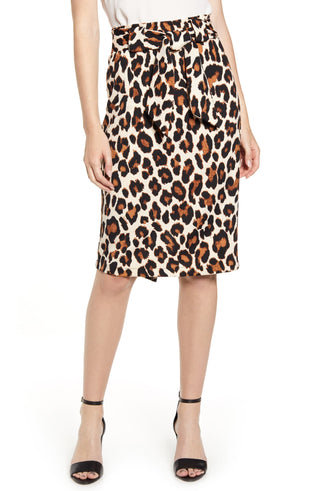 Animal print Belted Skirt
