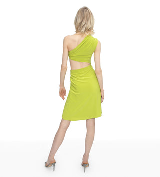 One Shoulder Cut-Out Mini Dress (Lime)