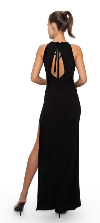 Keyhole Maxi Dress with Slit (Black)