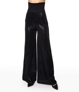High Waisted, Wide Leg Sequin Pants