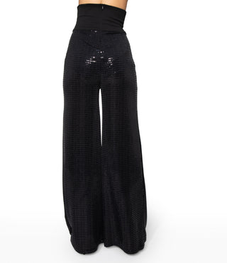 High Waisted, Wide Leg Sequin Pants
