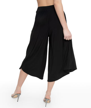 High Waisted Cropped Wide Leg Pant (Black)