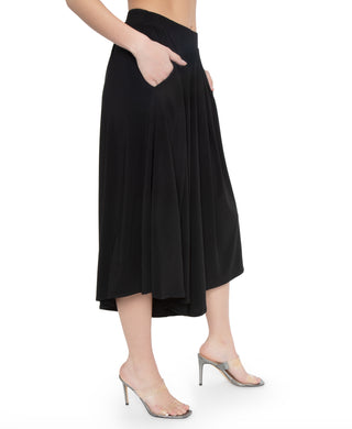 High Waisted Cropped Wide Leg Pant (Black)