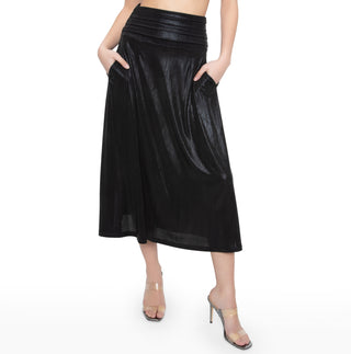 Shiny Black Maxi Skirt
