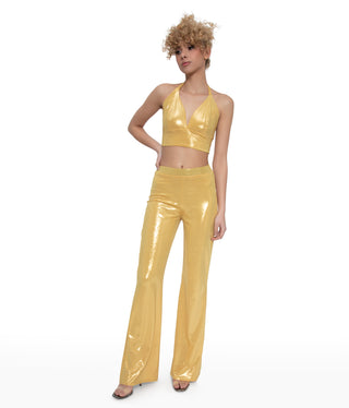 Shiny Two Piece Halter Set (Gold)